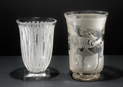 Two Art Deco Acid Etched Glass Vases
