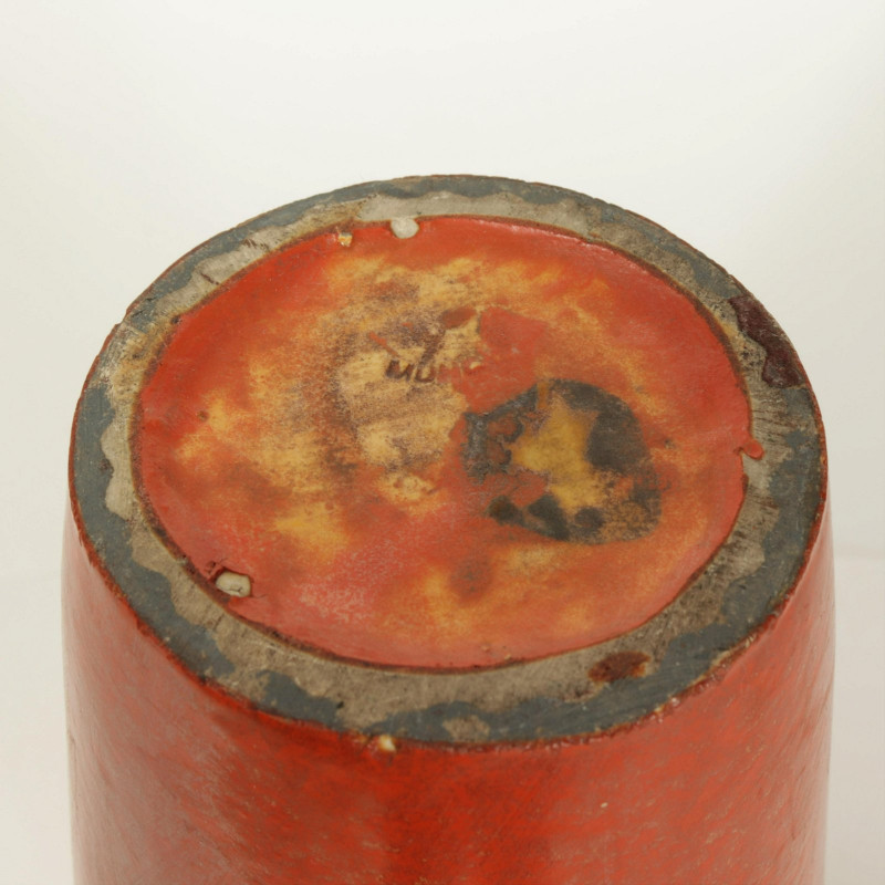 Muncie - Large Orange Glazed Pottery Vase