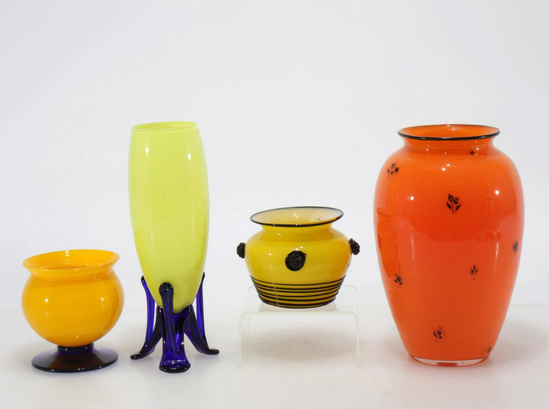 Four Loetz Tango Glass Vases & Cups