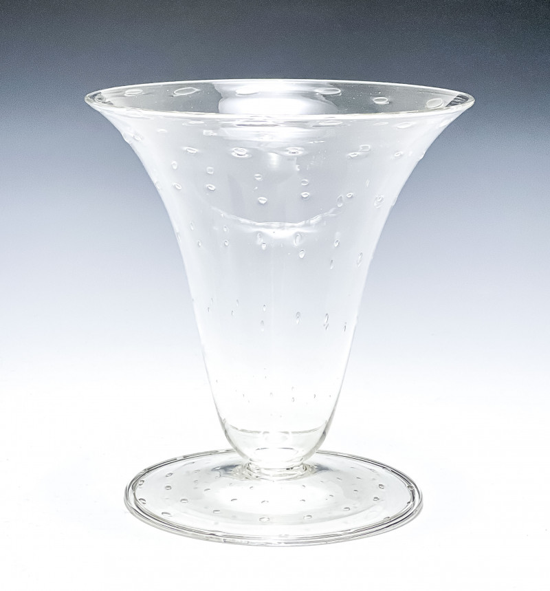 Italian Clear Soffiato Glass Vase