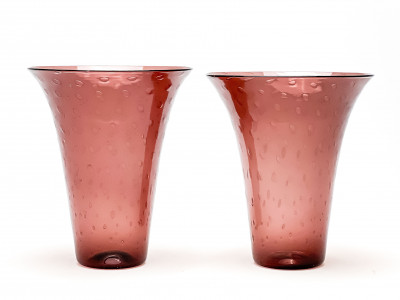 Image for Lot Near Pair of Italian Soffiato Glass Vases