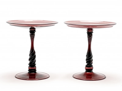 Image for Lot Pair of Italian Soffiato Glass Compotes