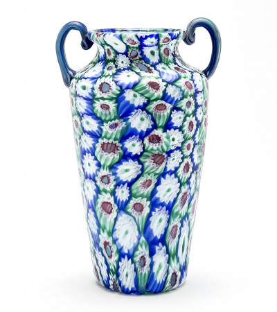 Image for Lot Fratelli Toso - Large Murrine Vase with Handles