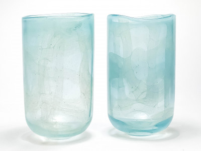 Image for Lot Pair of Large Italian Glass Vases
