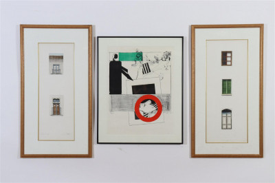 Image for Lot 3 Modern Prints,Collage Style& Windows, signed
