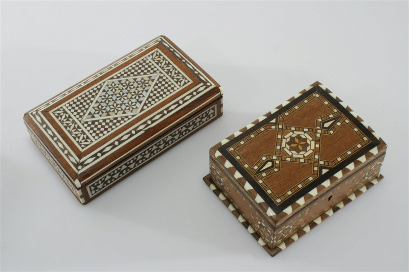 Shagreen and Inlayed Wood Boxes