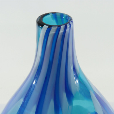 Contemporary Mottled Blue Glass Vase