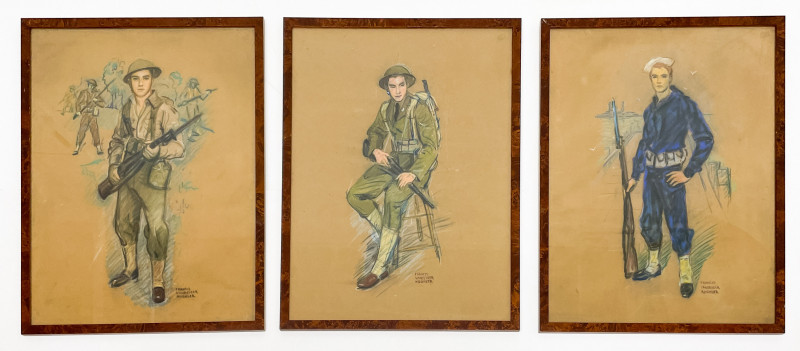 Francis Vandeveer Kughler - 3 Portraits of Soldiers