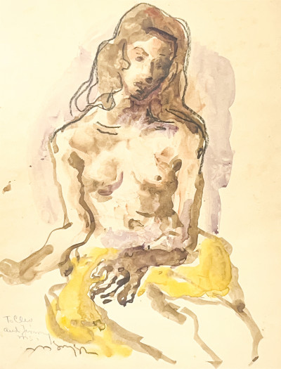 Image for Lot Moses Soyer - Untitled (Seated Partial Nude)