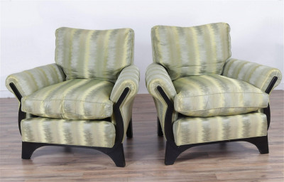 Image for Lot Pair of Contemporary Upholstered Club Chairs