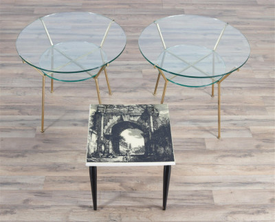 Image for Lot Iron Gilt Gueridon Tables- Fornasetti Style Table