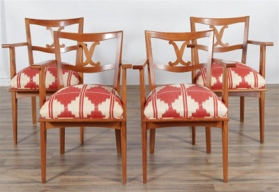 Image for Lot 4 French Mid Century Modern Fruitwood Arm Chairs