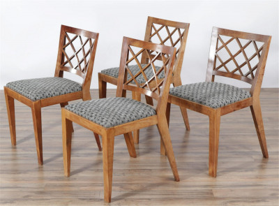 Image for Lot 4 French Mid Century Modern Fruitwood Side Chairs