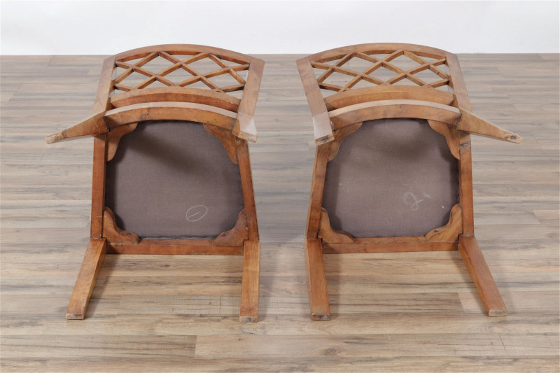 4 French Mid Century Modern Fruitwood Side Chairs