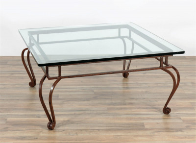 Image for Lot Contemporary Wrought Iron Cocktail Table