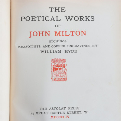 The Poetical Works Of John Milton Book of Prints