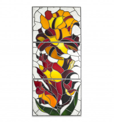 Image for Lot Lowell Nesbitt - 3-Panel Flower Window (damaged)