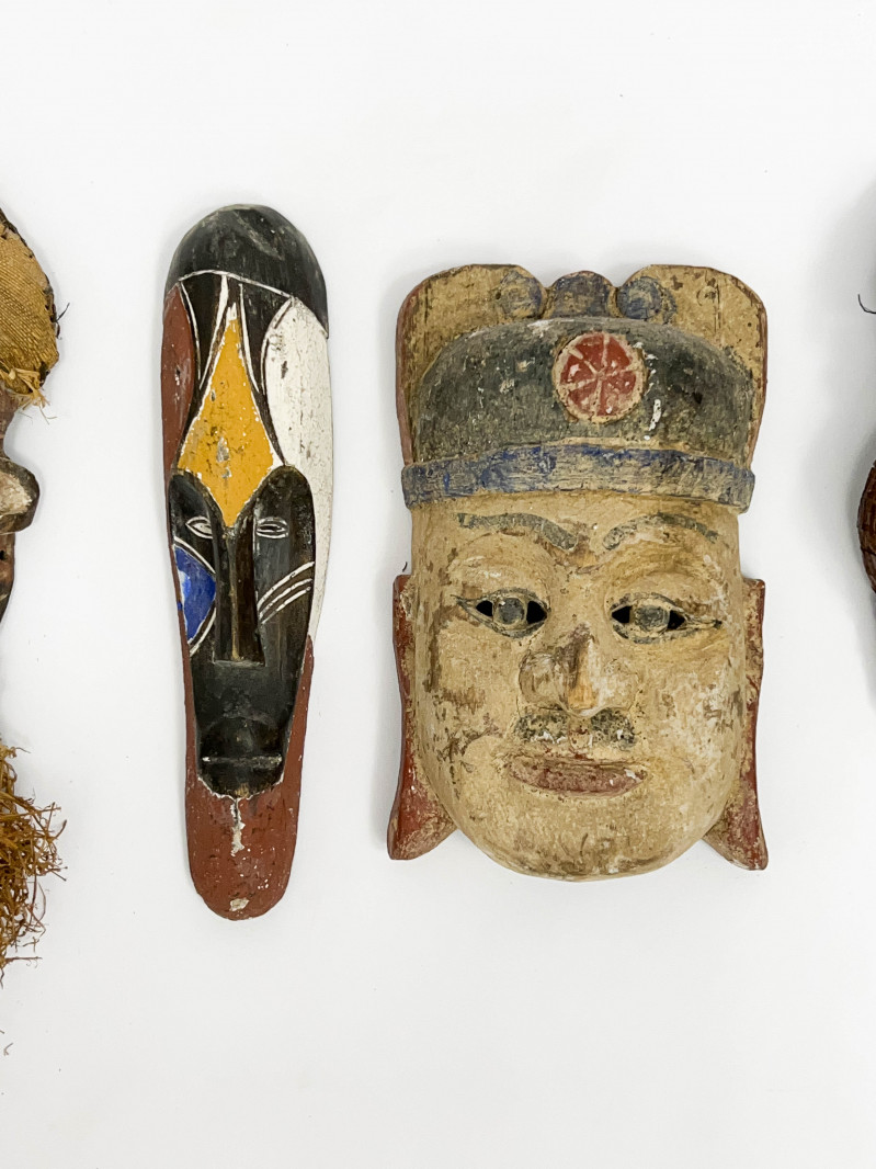 Group of 6 Polychrome Wood Masks