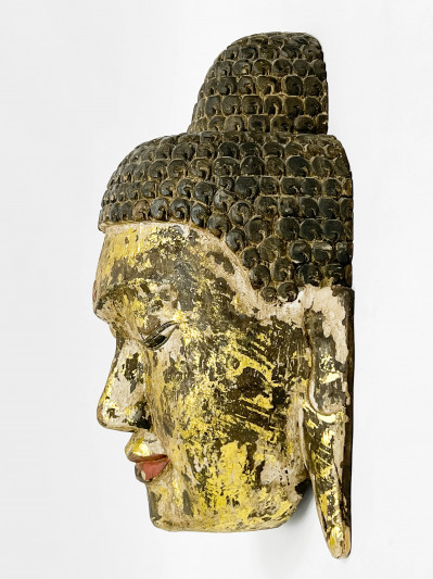 Large Burmese Giltwood Mask of Buddha