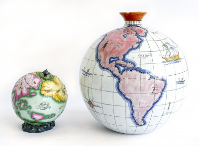 Image for Lot Globe Form Ceramic Vase And Jar