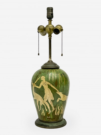 Image for Lot Paul Louis Mergier (attributed) - Dinanderie Vase mounted as a lamp