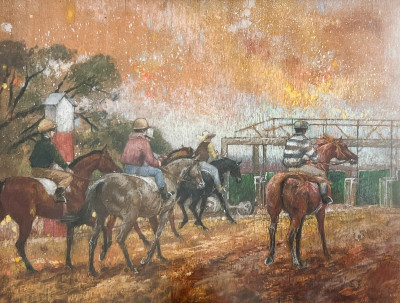 Image for Lot Fay Moore - Jockeys Approaching the Gate