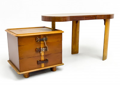 Image for Lot Paul T. Frankl - Kidney-Shaped Desk and Cabinet