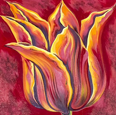 Image for Lot Lowell Nesbitt - Red and Yellow Tulip