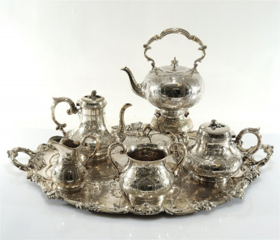 Image for Lot Fine Victorian Silverplate Tea/Coffee Service