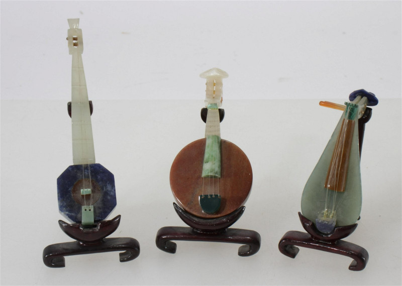 10 Chinese Hardstone Miniature Instruments/Stands