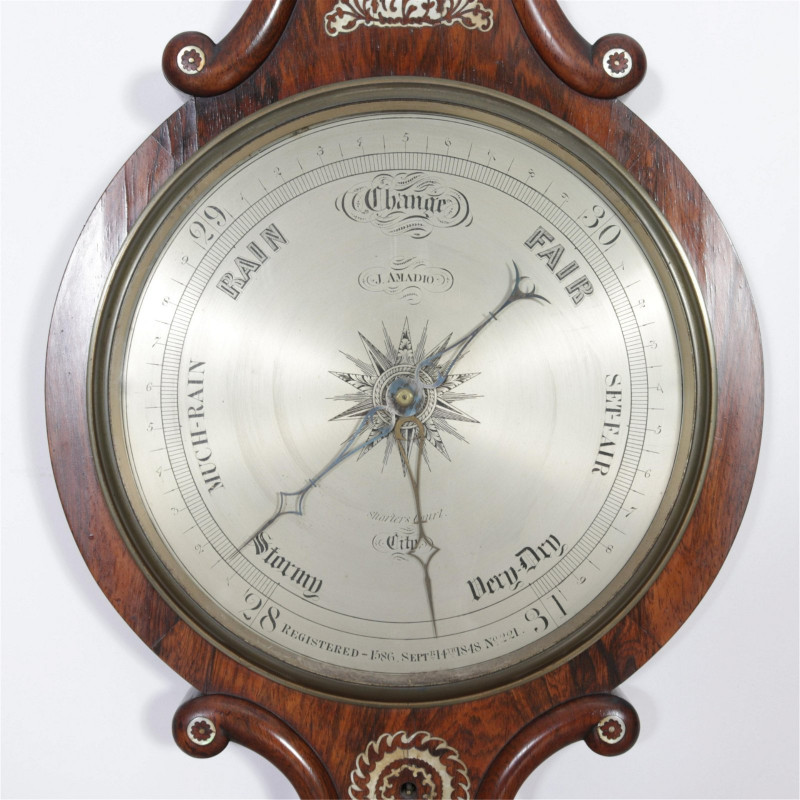 Victorian MOP Inlaid Barometer, Amadio, c.1860