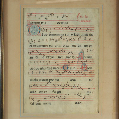 2 Framed Gregorian Hymnal Music Sheets