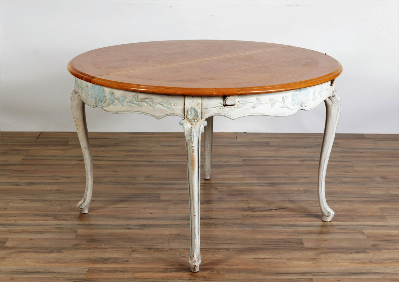 Louis XV Style Oak & White Extension Dining Table