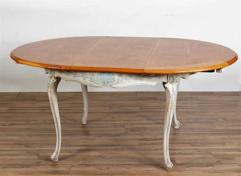 Louis XV Style Oak & White Extension Dining Table