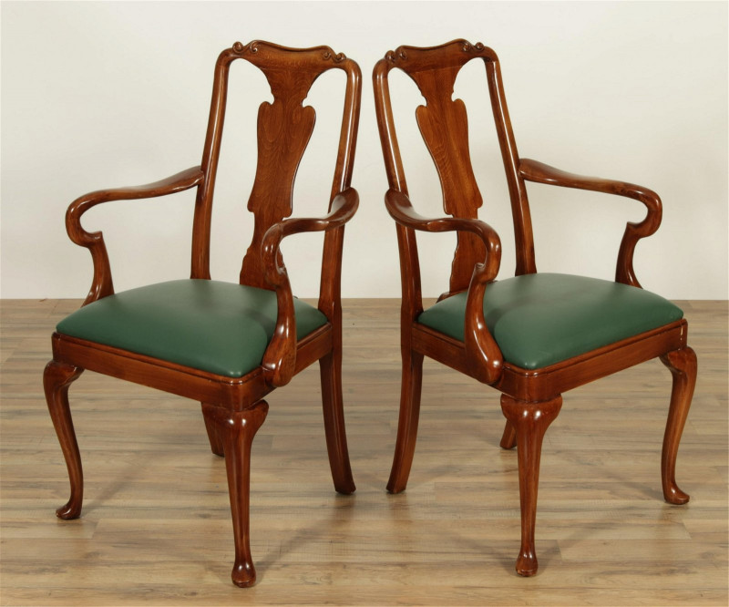 12 English Queen Anne Style Dining Chairs
