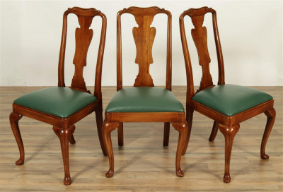 12 English Queen Anne Style Dining Chairs