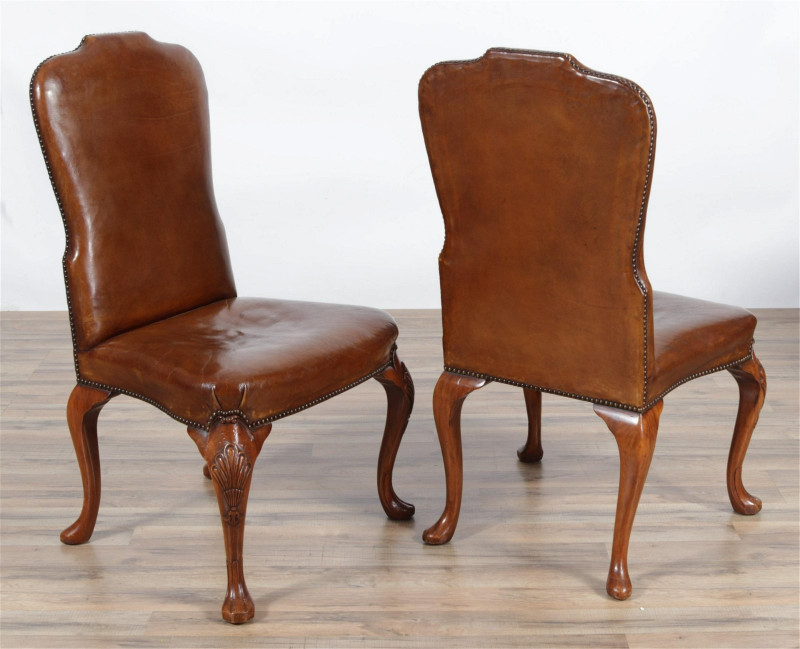 Set of George II Style Walnut Carved Dining Chairs