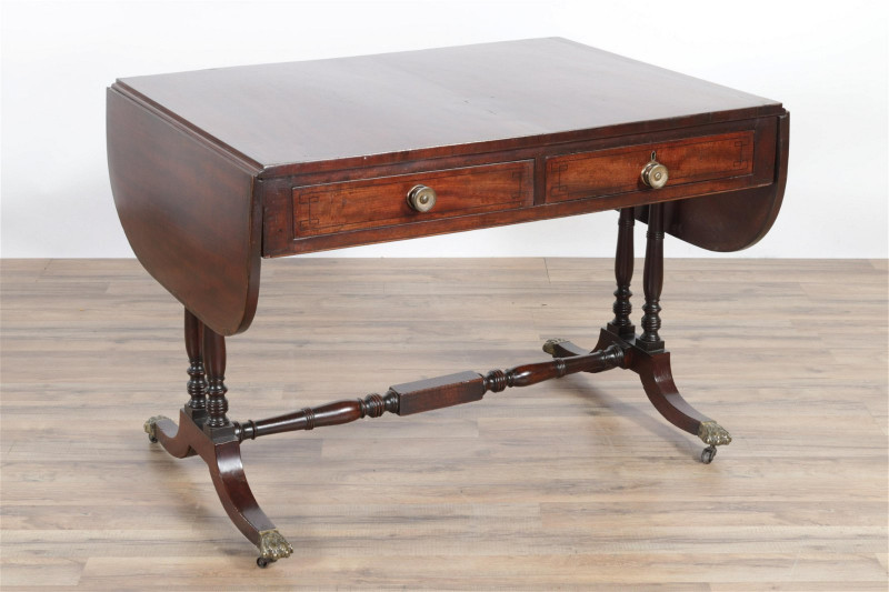 Regency Inlaid Mahogany Sofa Table, Early 19th C.