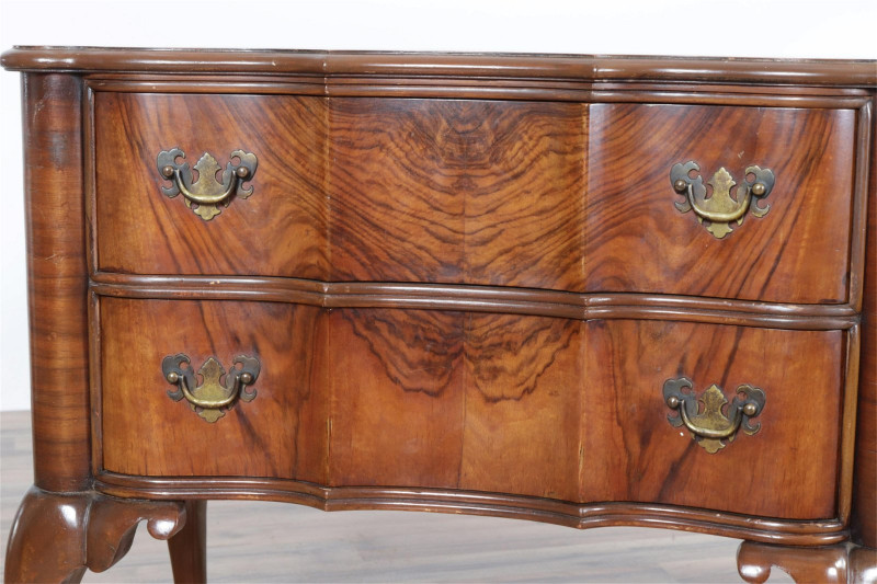 Pair Rococo Style Walnut Bedside Tables