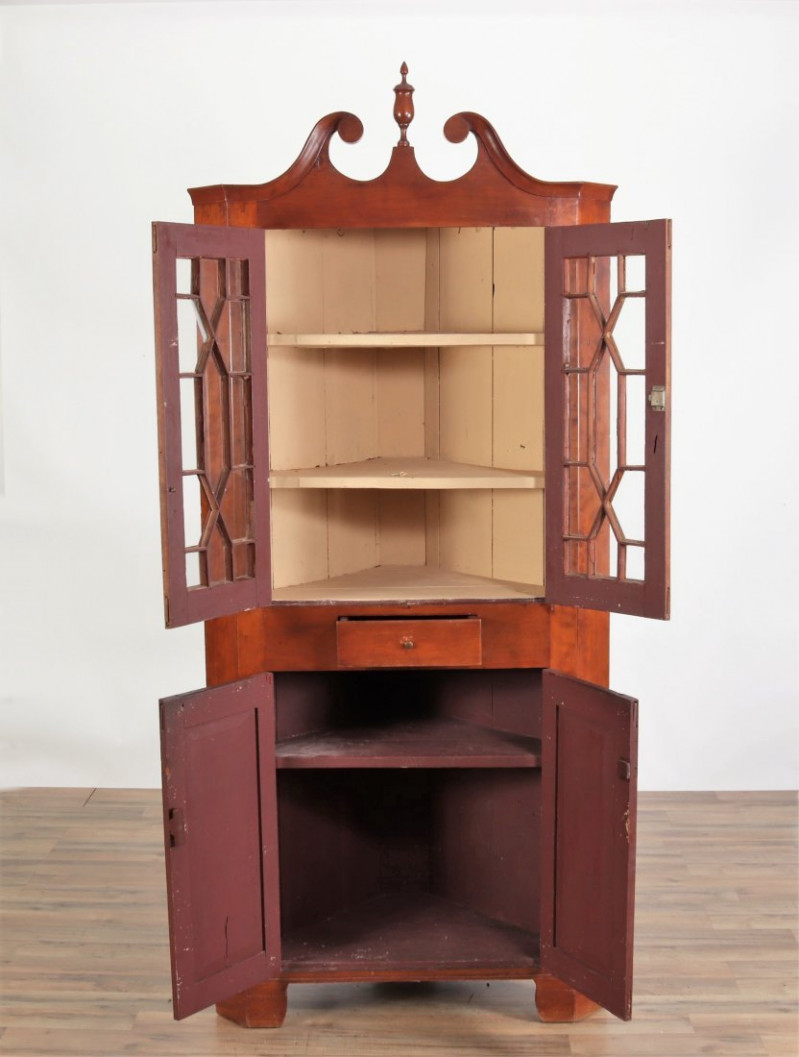 Chippendale Style Cherry Corner Cupboard