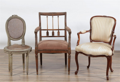 Image for Lot 19th C. Carved Wood & Upholstered Cane Chairs
