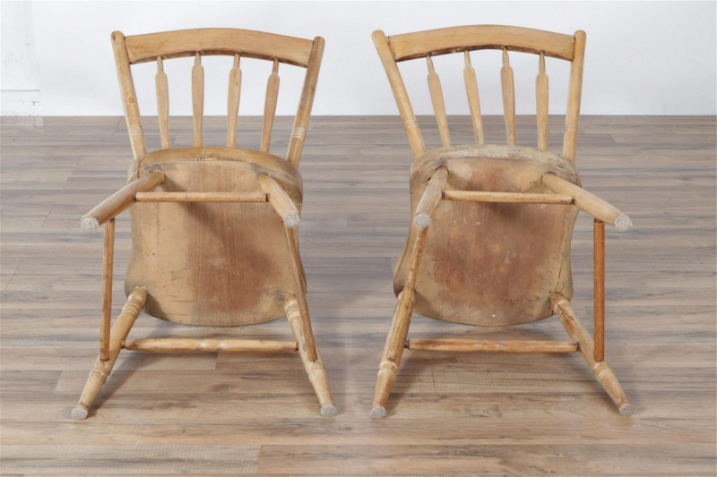 Six Wooden Thumb Back Dining Side Chairs