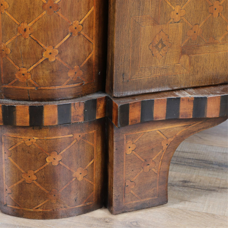 Pair Classical Style Marquetry Corner Cabinets