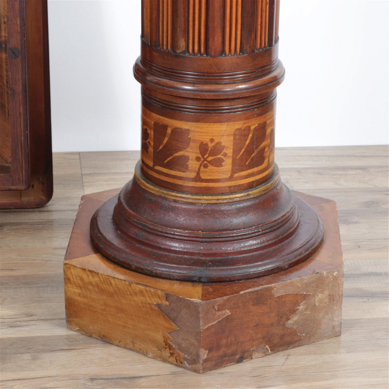Victorian Floral Inlaid Columnar Table