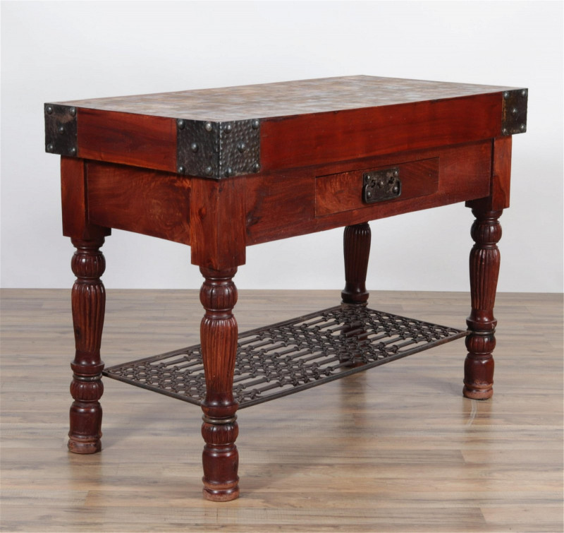 Anglo Indian Rosewood and Iron Butcher Table