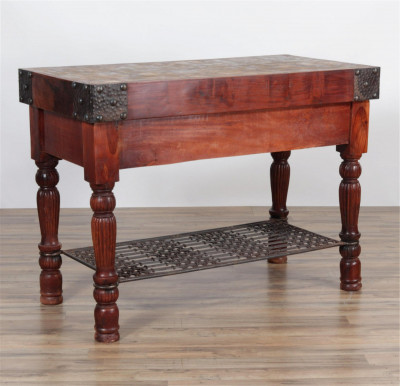 Anglo Indian Rosewood and Iron Butcher Table