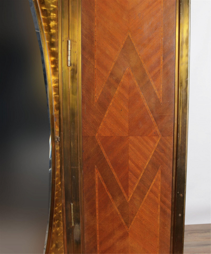 Edwardian Brass & Inlaid Mahogany Wardrobe