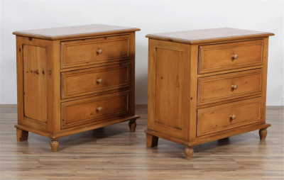 Pair of Pine 3 Drawer Chests