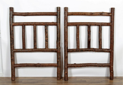 Image for Lot Pair of Twin Size Log Frame Headboards