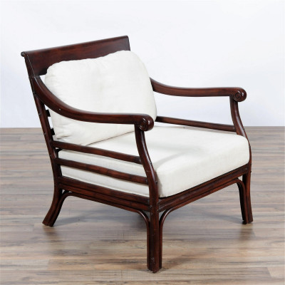 Image for Lot Palacek Rattan Style Wood Carved Lounge Chair